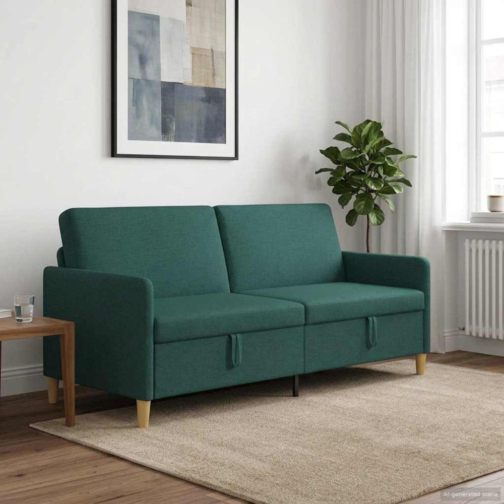 vidaXL Soffa med förvaring Mörkgrön 192 x 78 x 87 cm Polyester