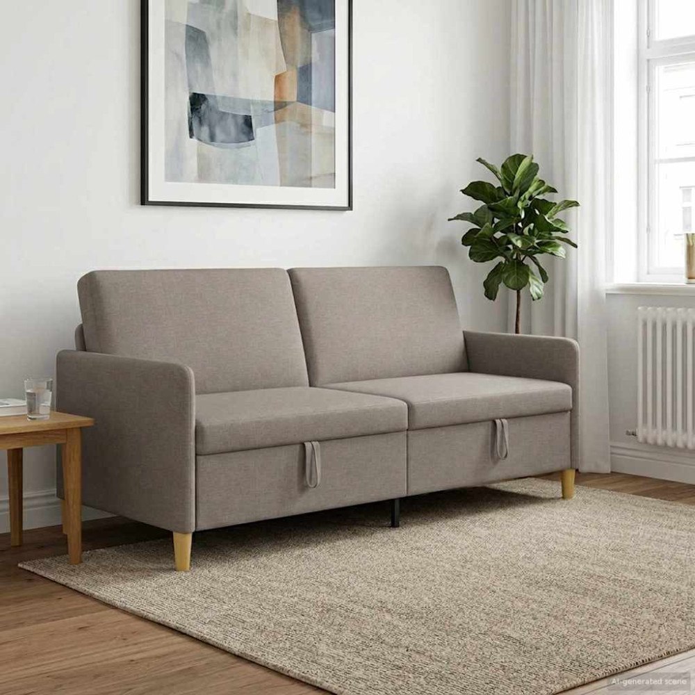 vidaXL Soffa med förvaring Taupe 192 x 78 x 87 cm Polyester
