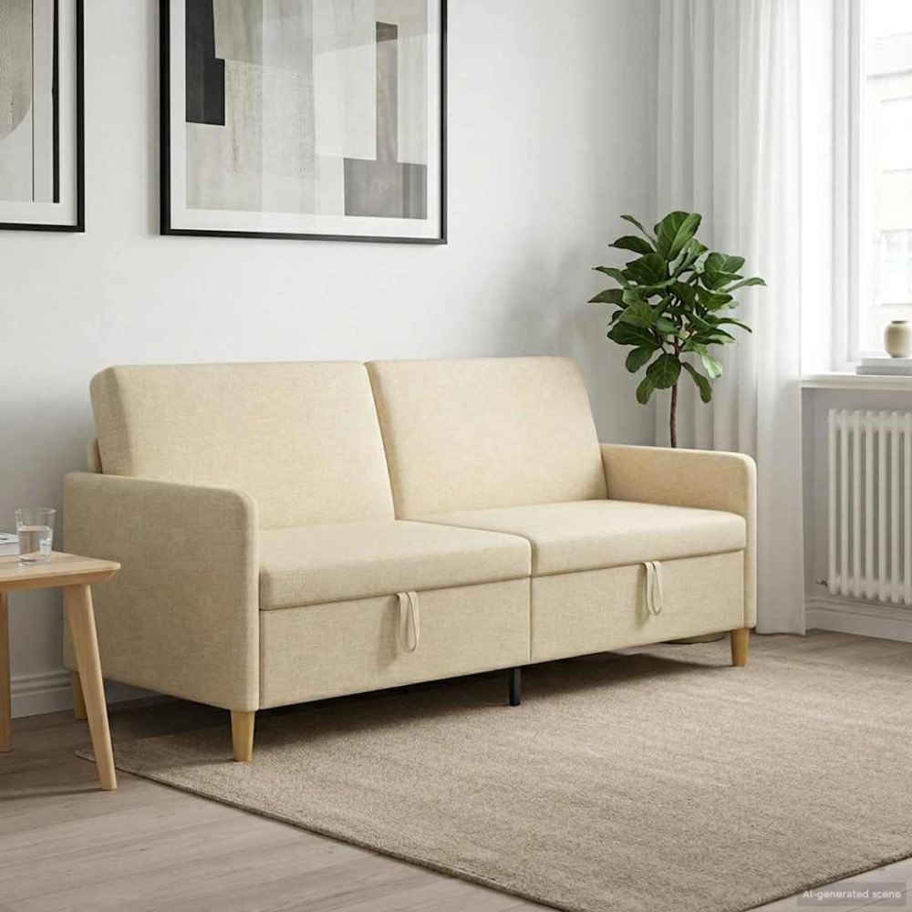 vidaXL Soffa med förvaring Gräddvit 192 x 78 x 87 cm Polyester