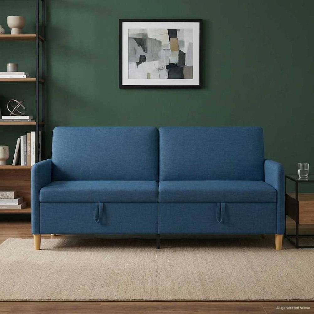 vidaXL Soffa med förvaring Blå 192 x 78 x 87 cm Polyester