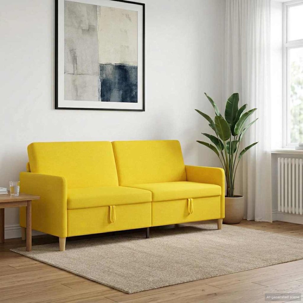 vidaXL Soffa med förvaring Ljusgul 192 x 78 x 87 cm Polyester