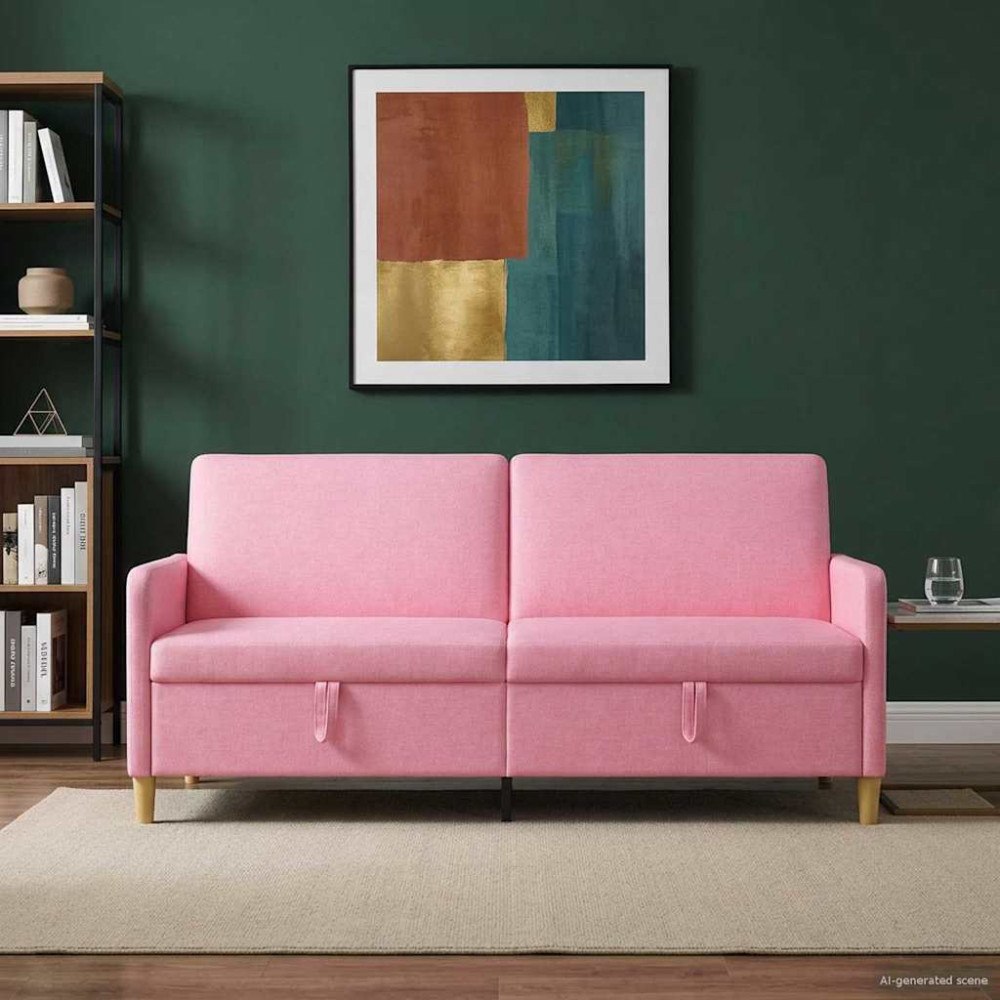 vidaXL Soffa med förvaring Rosa 192 x 78 x 87 cm Polyester
