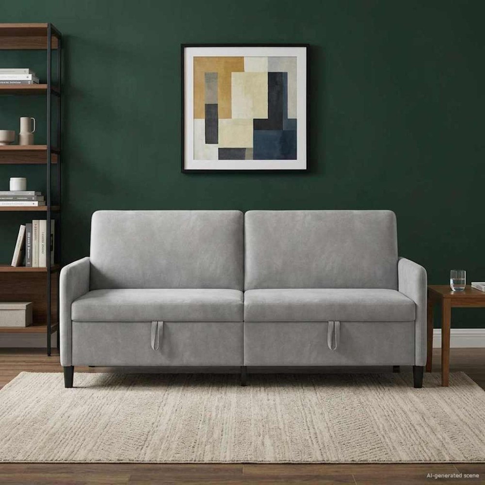 vidaXL Soffa med förvaring Ljusgrå 192 x 78 x 87 cm Polyester