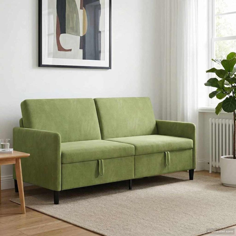 vidaXL Soffa med förvaring Ljusgrön 192 x 78 x 87 cm Polyester