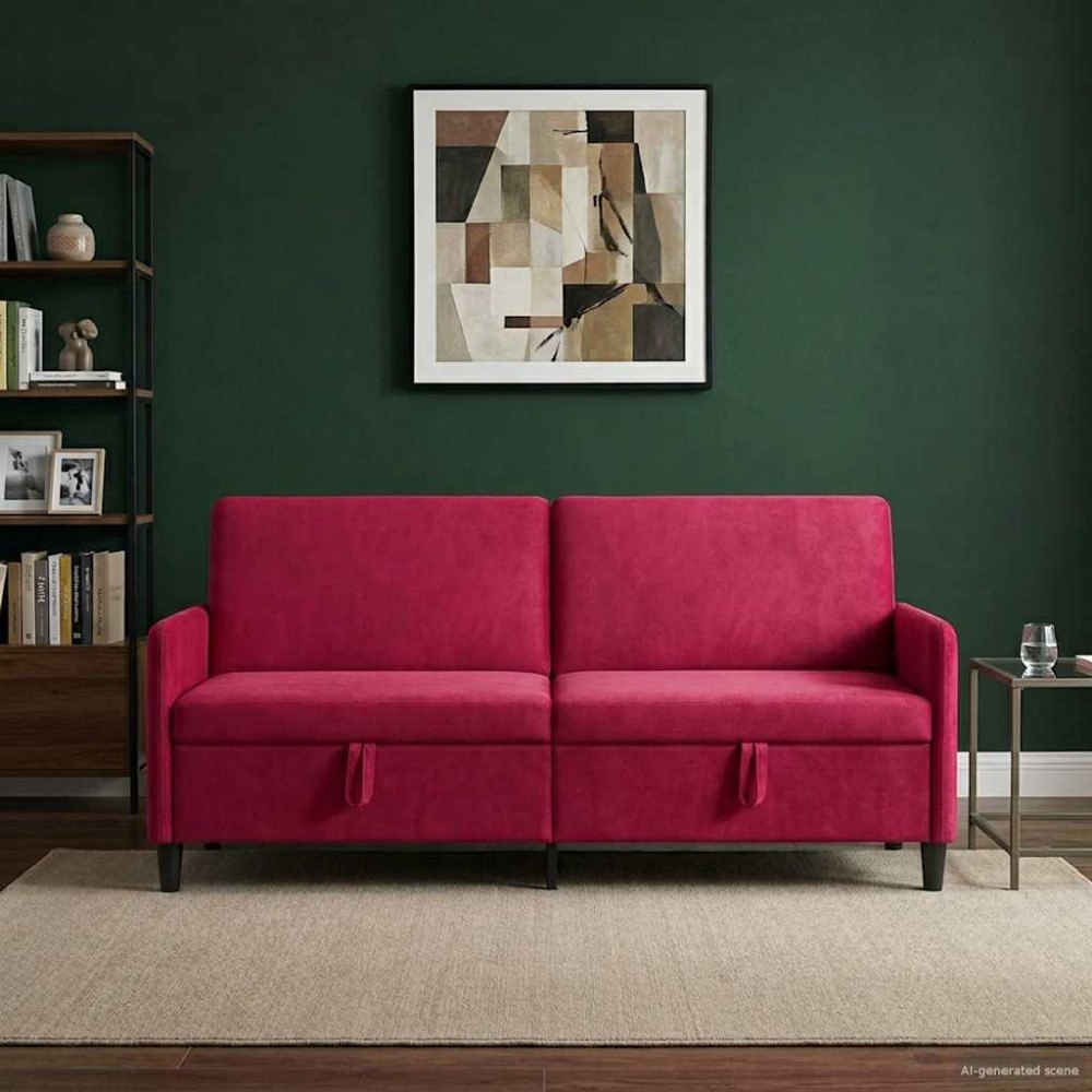 vidaXL Soffa med förvaring Vinröd 192 x 78 x 87 cm Polyester