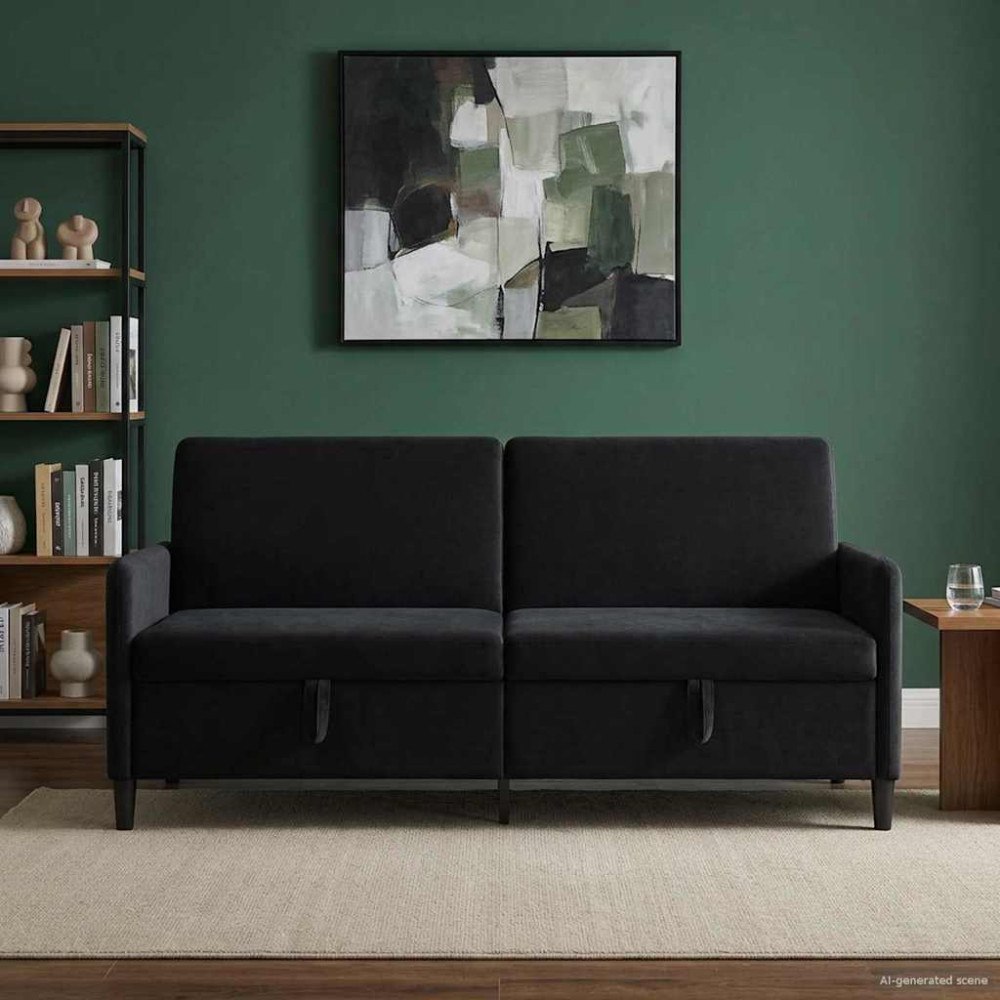 vidaXL Soffa med förvaring Svart 192 x 78 x 87 cm Polyester