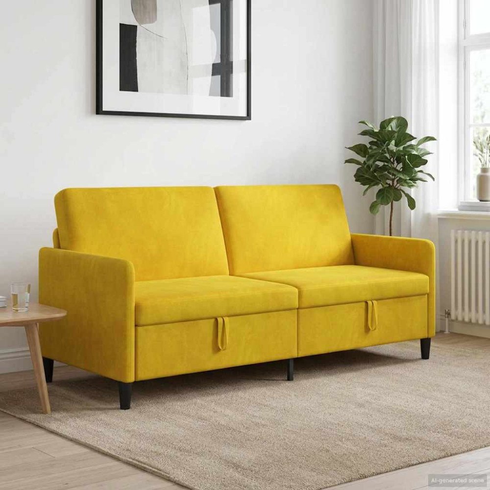 vidaXL Soffa med förvaring Gul 192 x 78 x 87 cm Polyester