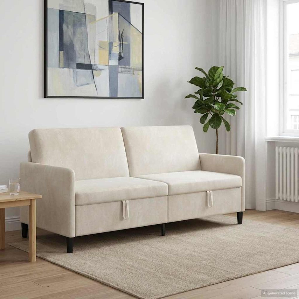 vidaXL Soffa med förvaring Gräddvit 192 x 78 x 87 cm Polyester