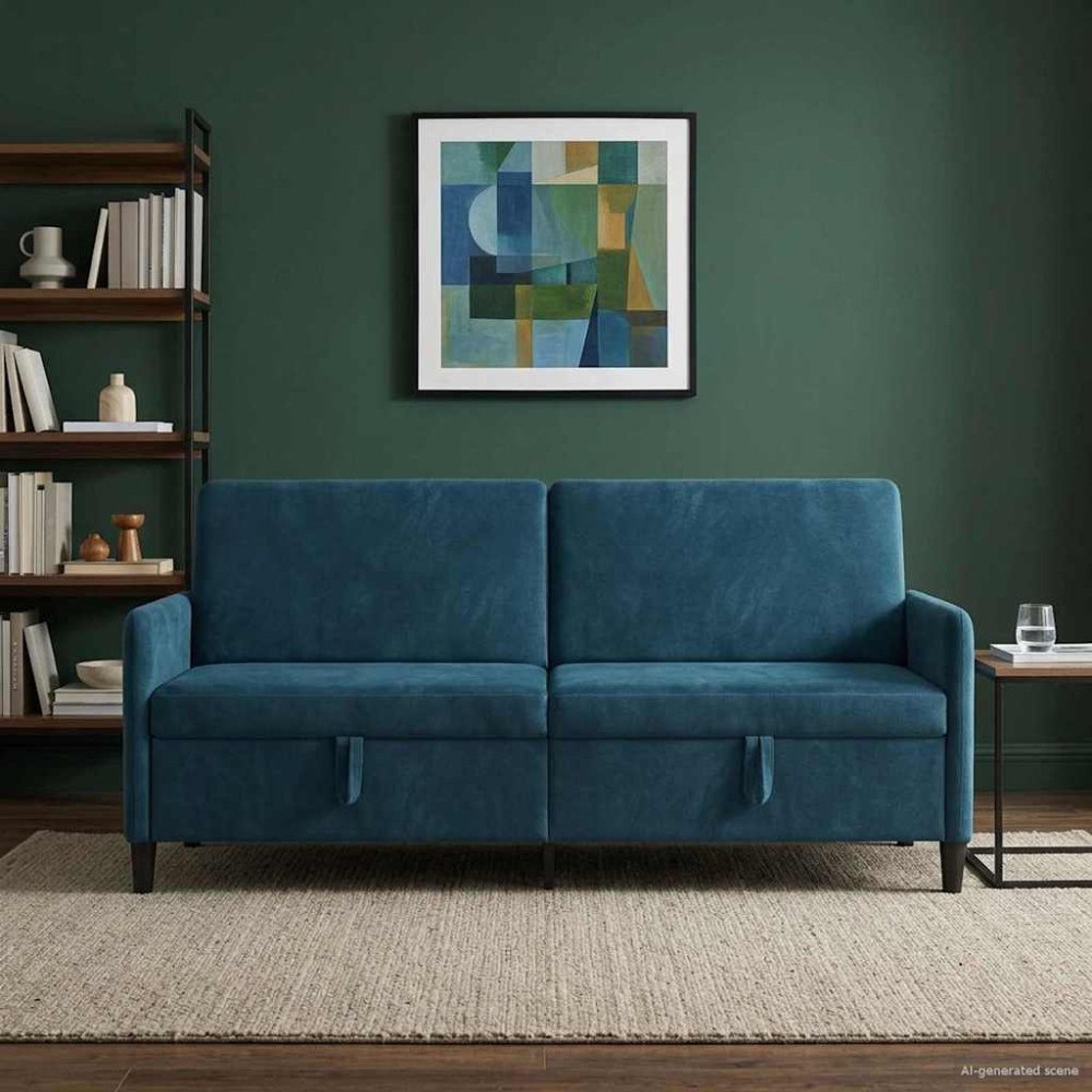 vidaXL Soffa med förvaring Blå 192 x 78 x 87 cm Polyester