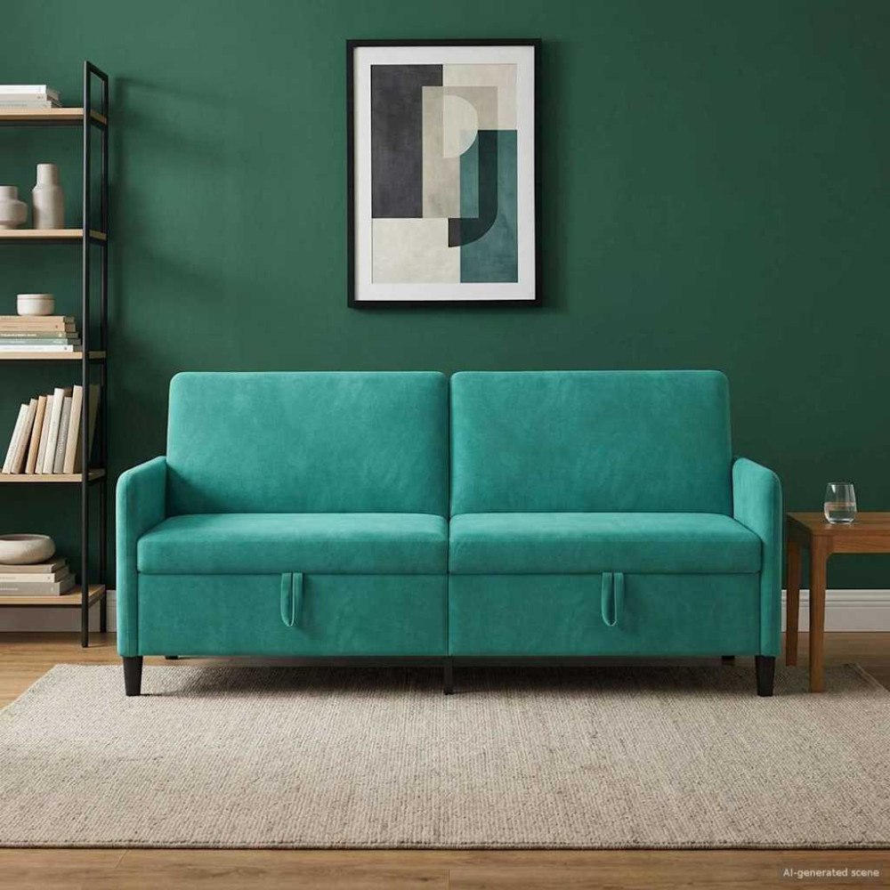 vidaXL Soffa med förvaring Turkos 192 x 78 x 87 cm Polyester