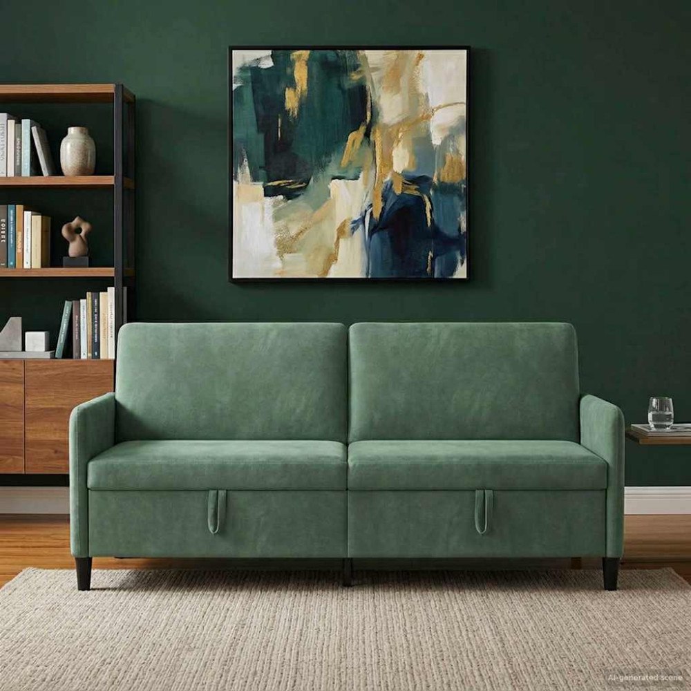 vidaXL Soffa med förvaring Havgrön 192 x 78 x 87 cm Polyester