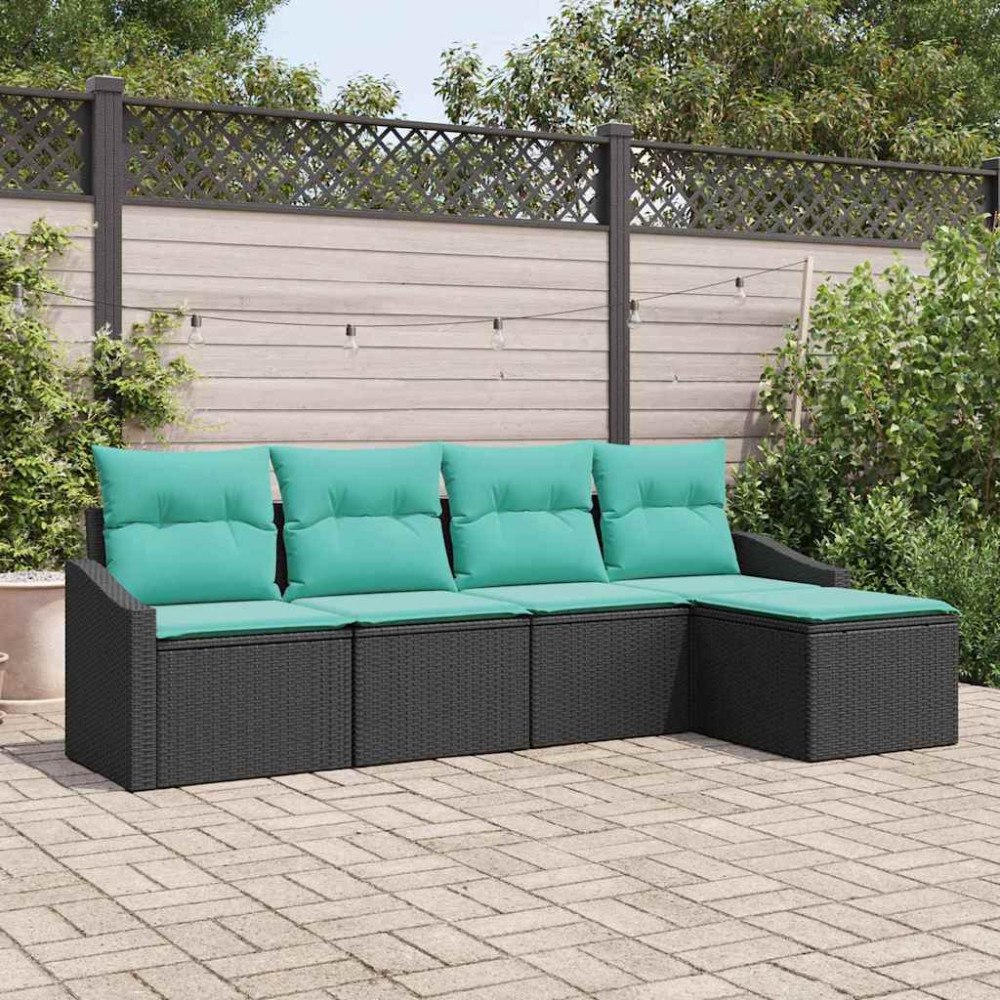 vidaXL Soffset med kudde 5 pcs Svart konstrotting