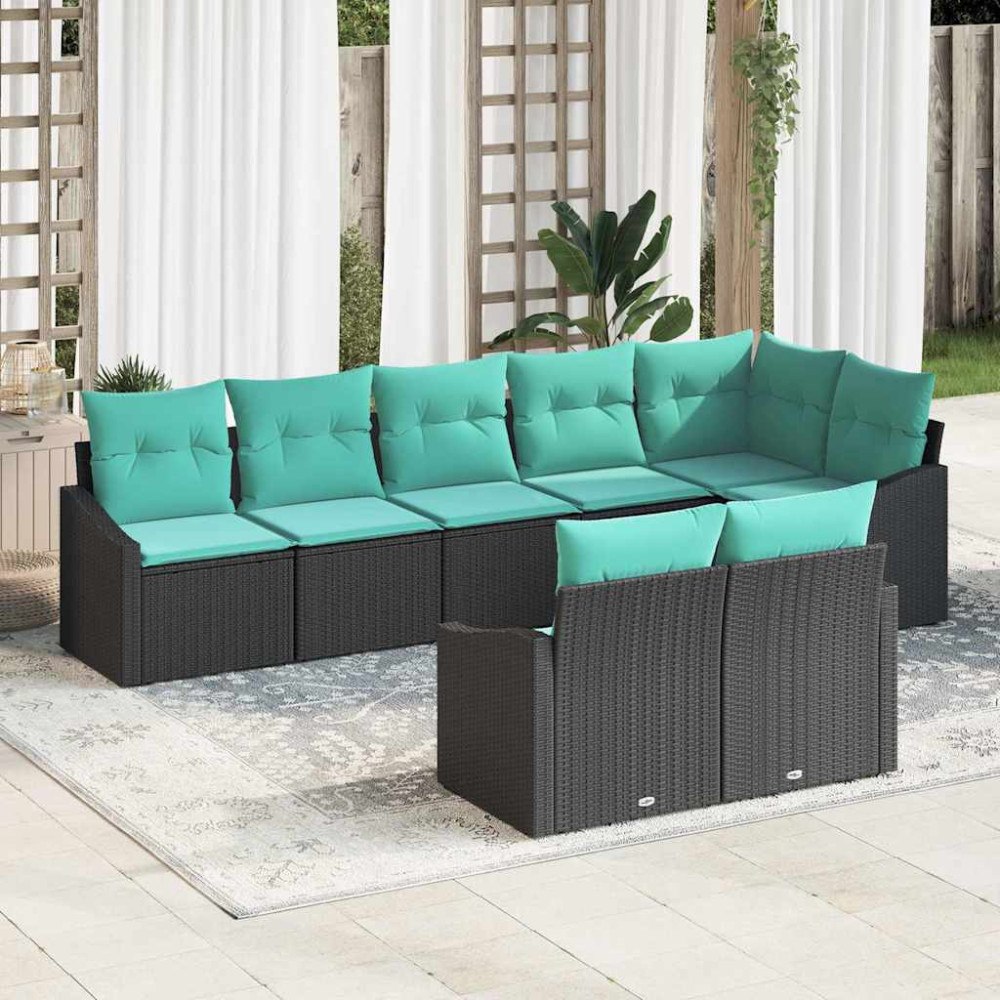 vidaXL Soffset med kudde 8 pcs Svart konstrotting