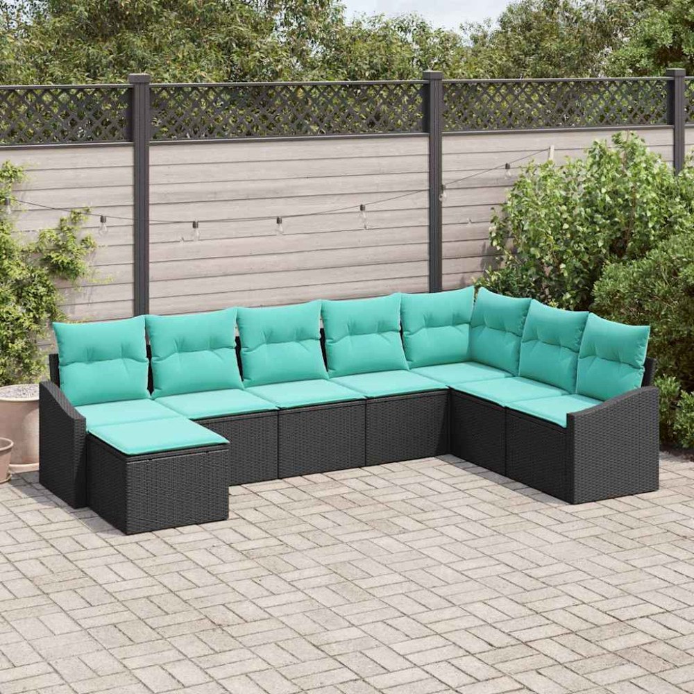 vidaXL Soffset med kudde 8 pcs Svart konstrotting