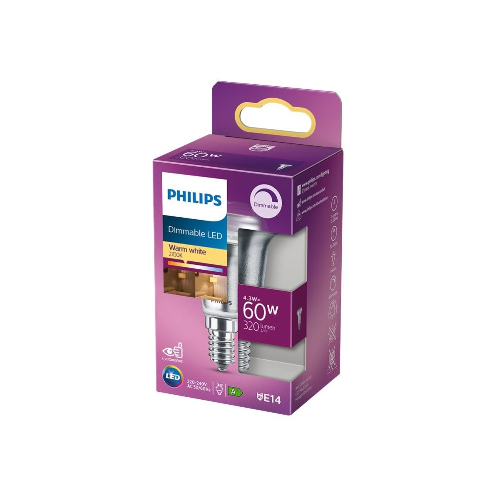 Philips Philips - LED-spotlight - form: R50 - E14 - 4.3 W - varmt vitt ljus - 2700 K