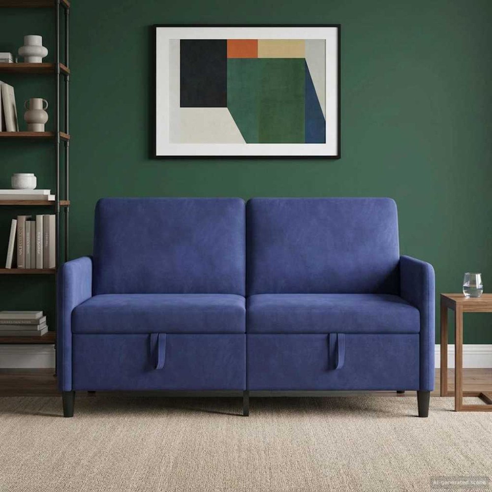 vidaXL Soffa med förvaring Polisblå 152 x 78 x 87 cm Polyester