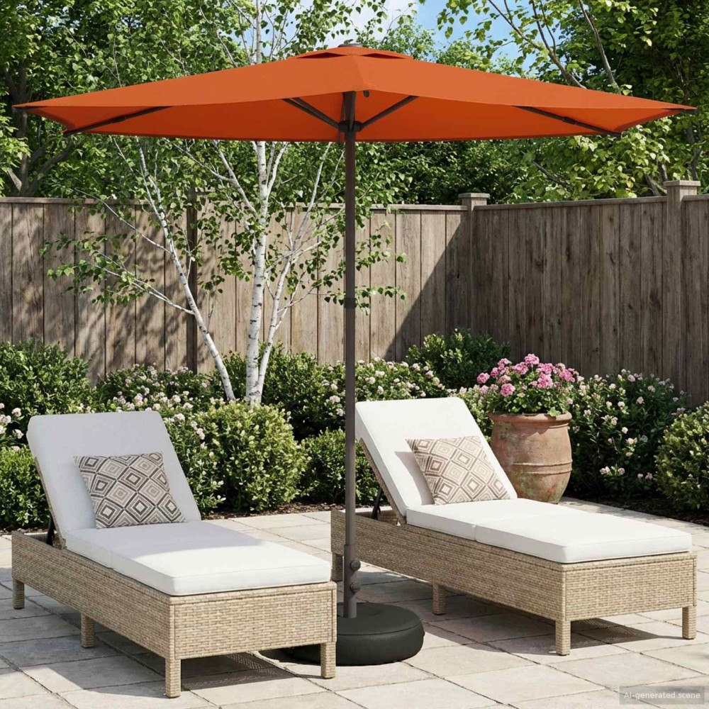 vidaXL Trädgårdsparasol med Ställ 270 x 270 cm Polyester Rektangulär