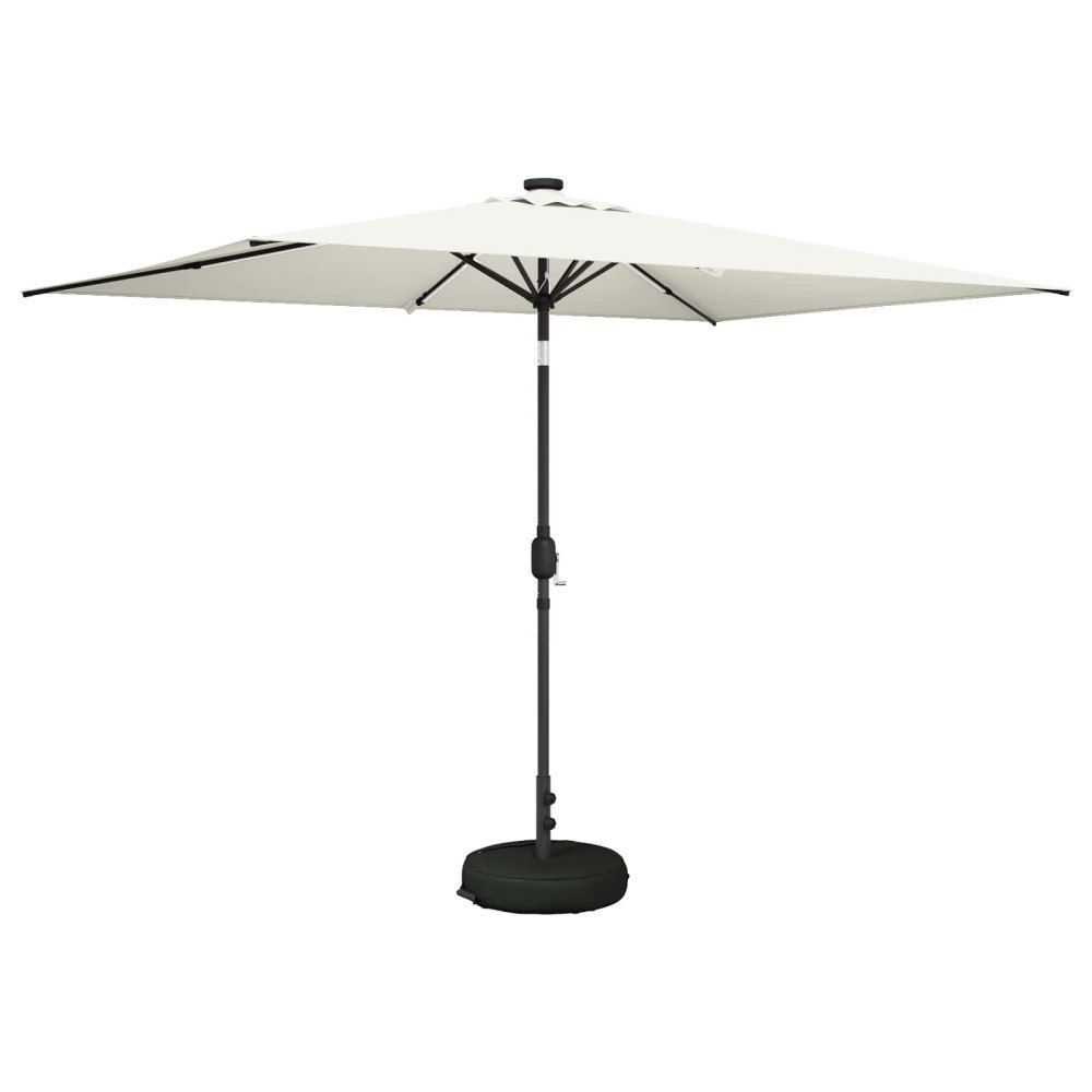 vidaXL Trädgårdsparasol med LED-lampor och bas 200 x 300 cm Polyester