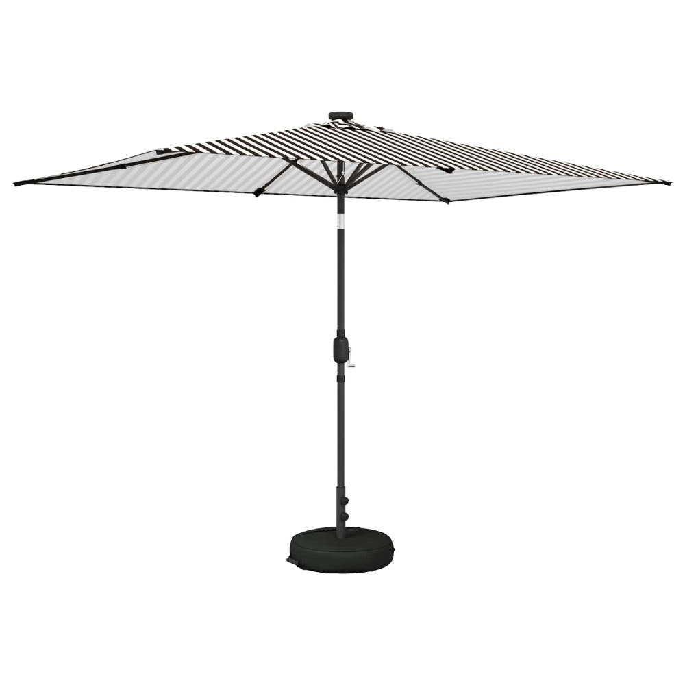 vidaXL Trädgårdsparasol med LED-lampor och bas 200 x 300 cm Polyester