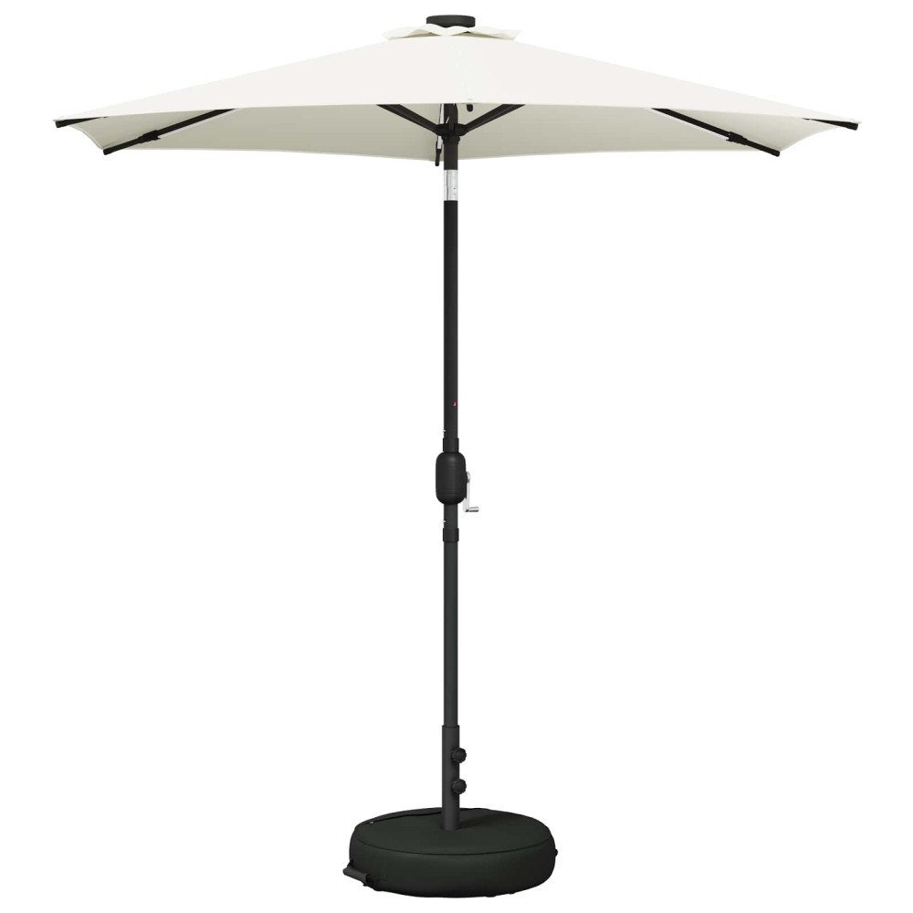 vidaXL Trädgårdsparasol med LED-lampor och bas 230 x 230 cm Polyester