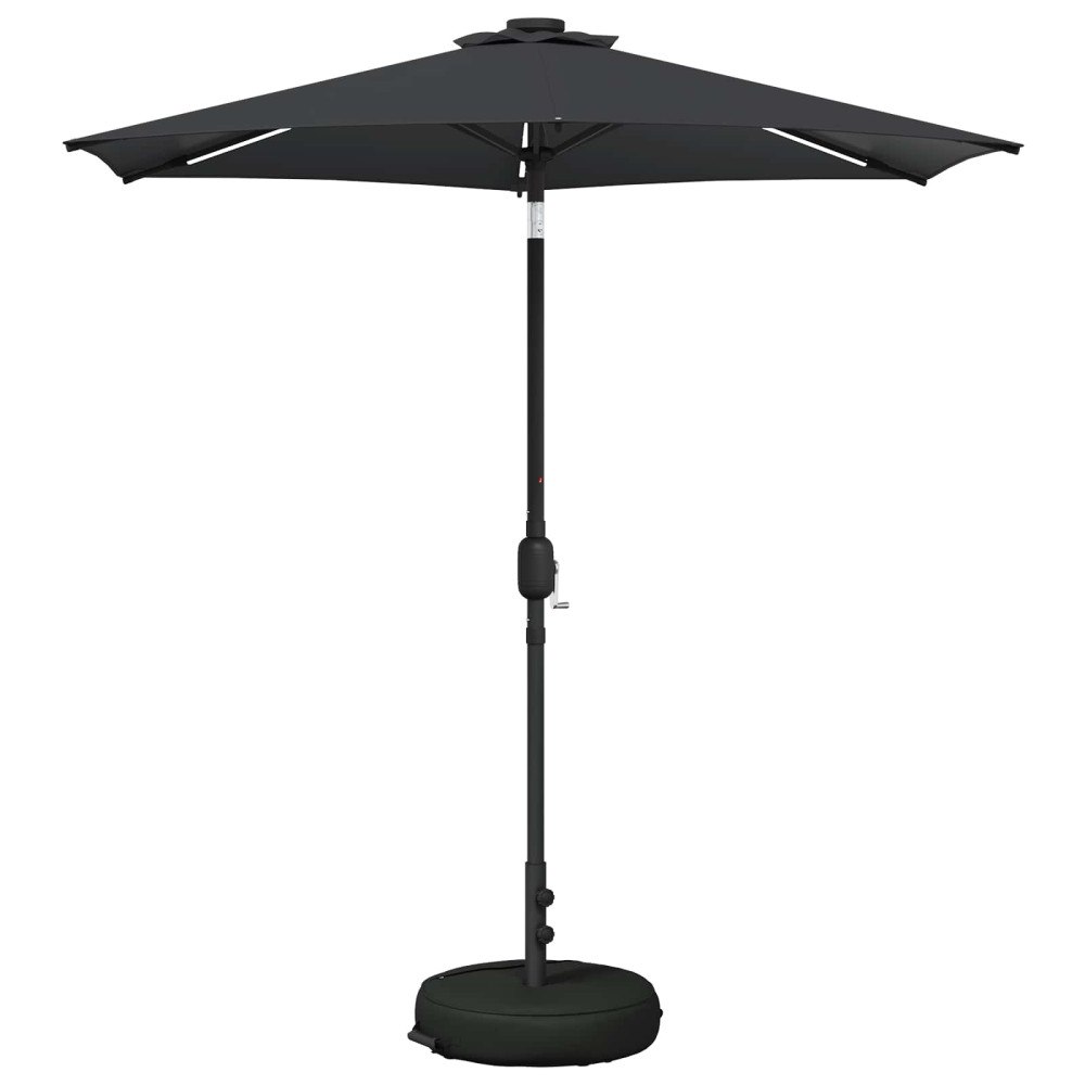 vidaXL Trädgårdsparasol med LED-lampor och bas 230 x 230 cm Polyester