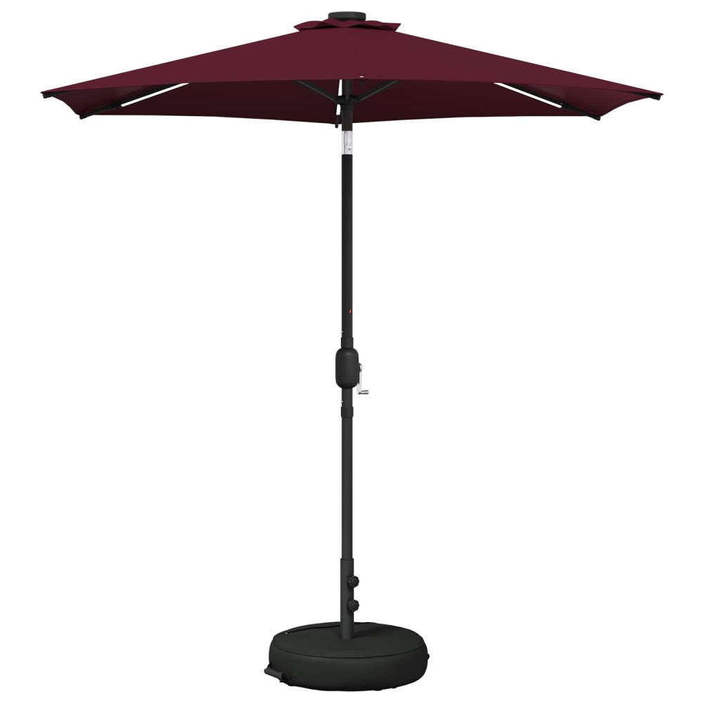 vidaXL Trädgårdsparasol med LED-lampor och bas 230 x 230 cm Polyester