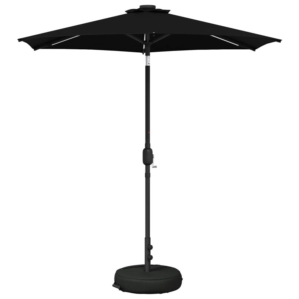 vidaXL Trädgårdsparasol med LED-lampor och bas 230 x 230 cm Polyester
