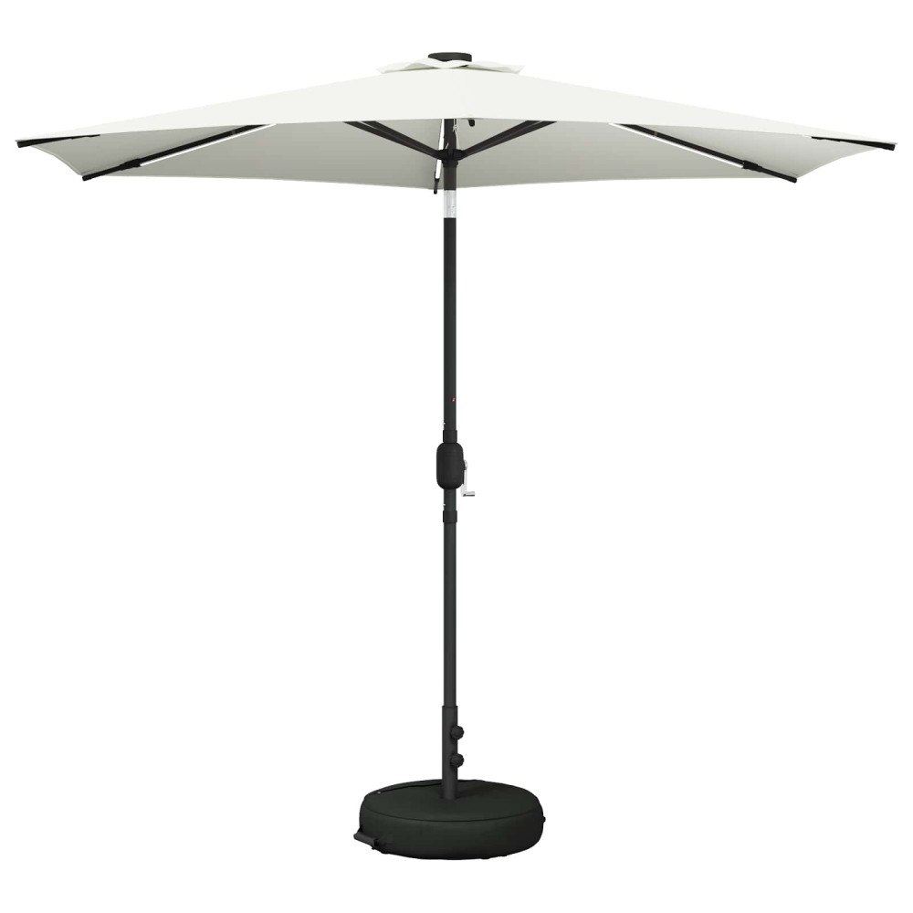 vidaXL Trädgårdsparasol med LED-lampor och bas 270 x 270 cm Polyester