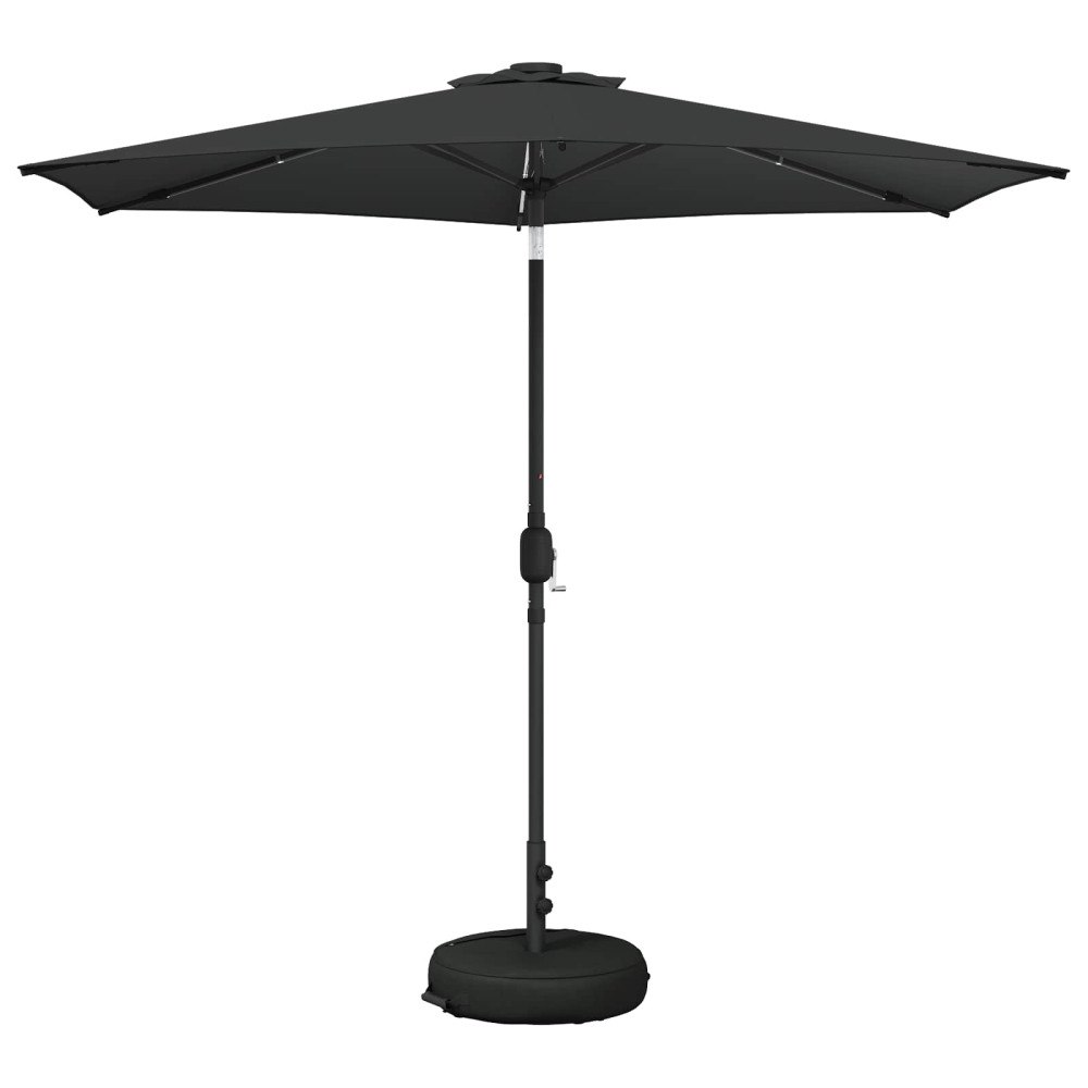 vidaXL Trädgårdsparasol med LED-lampor och bas 270 x 270 cm Polyester