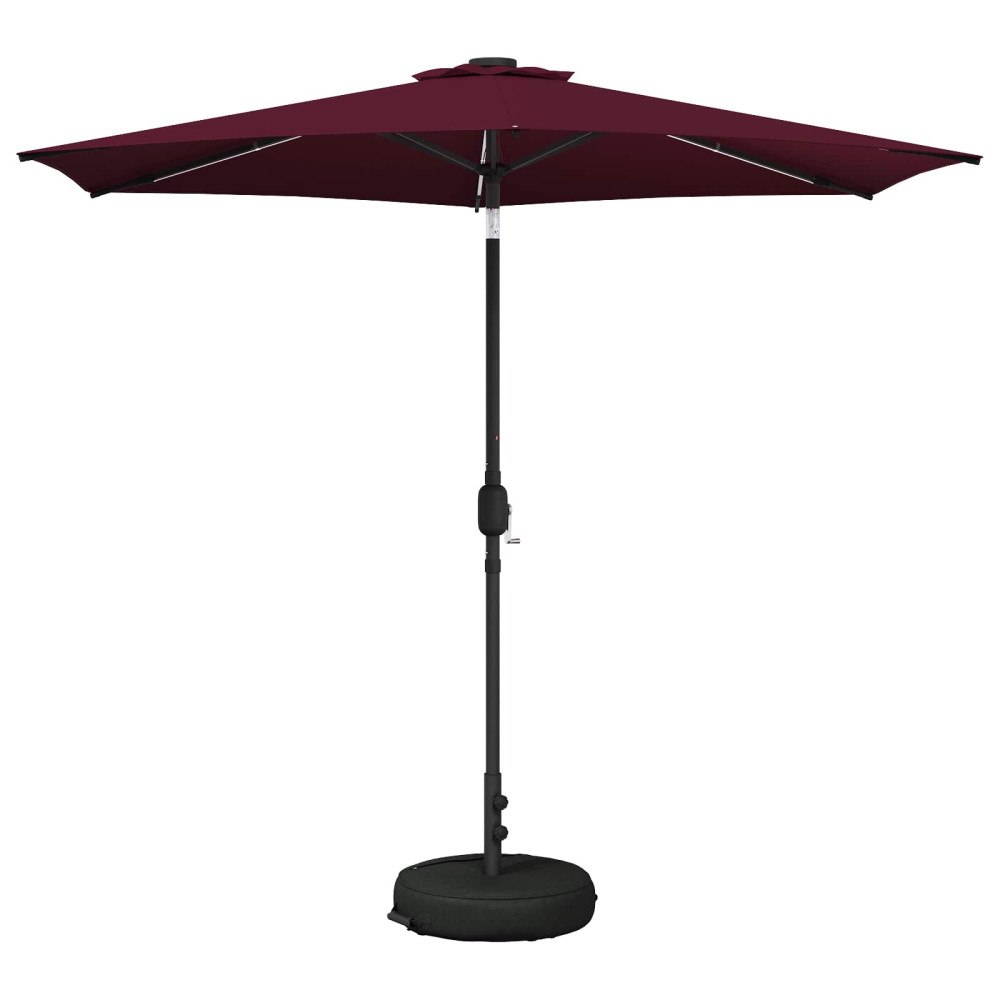 vidaXL Trädgårdsparasol med LED-lampor och bas 270 x 270 cm Polyester