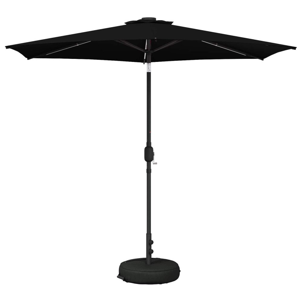 vidaXL Trädgårdsparasol med LED-lampor och bas 270 x 270 cm Polyester