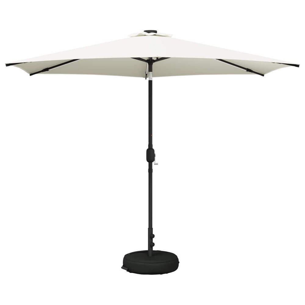 vidaXL Trädgårdsparasol med LED-lampor och bas 300 x 300 cm Polyester