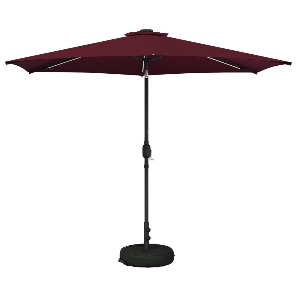 vidaXL Trädgårdsparasol med LED-lampor och bas 300 x 300 cm Polyester