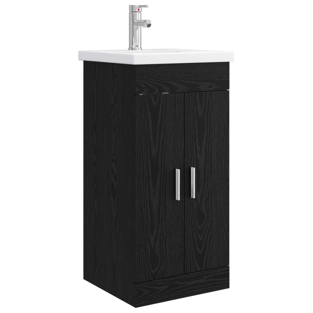 vidaXL Badrumsspegel med handfat Svart ek 42 x 40 x 84,5 cm