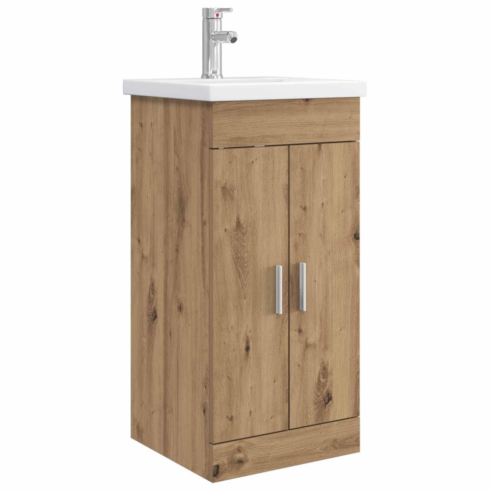 vidaXL Badrumsspegel med handfat Artisan-ek 42 x 40 x 84,5 cm