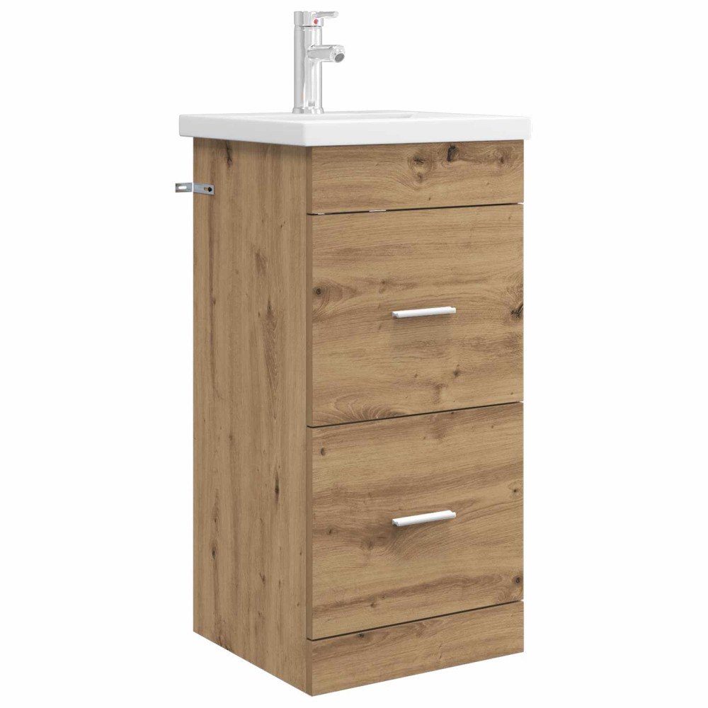 vidaXL Badrumsspegel med handfat Artisan-ek 42 x 40 x 84,5 cm