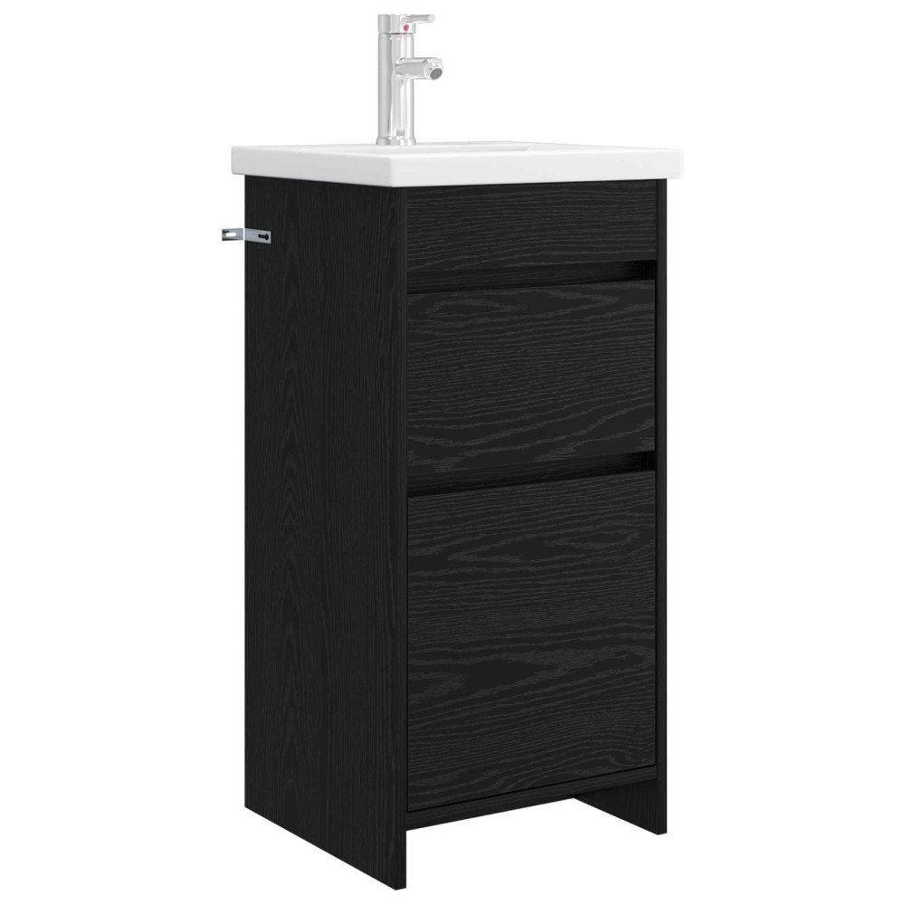 vidaXL Badrumsspegel med handfat Svart ek 42 x 40 x 84,5 cm