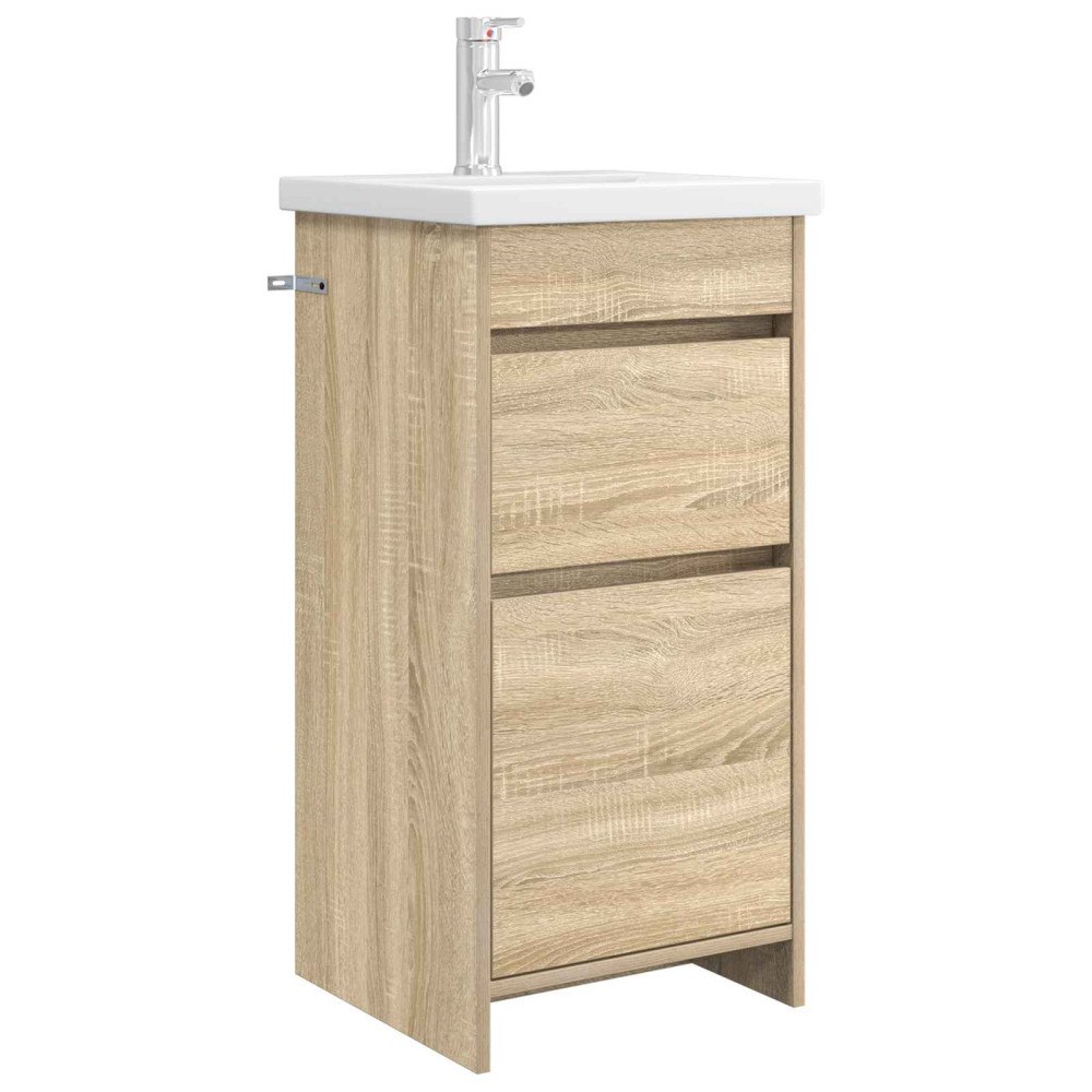 vidaXL Badrumsspegel med handfat Sonoma-ek 42 x 40 x 84,5 cm