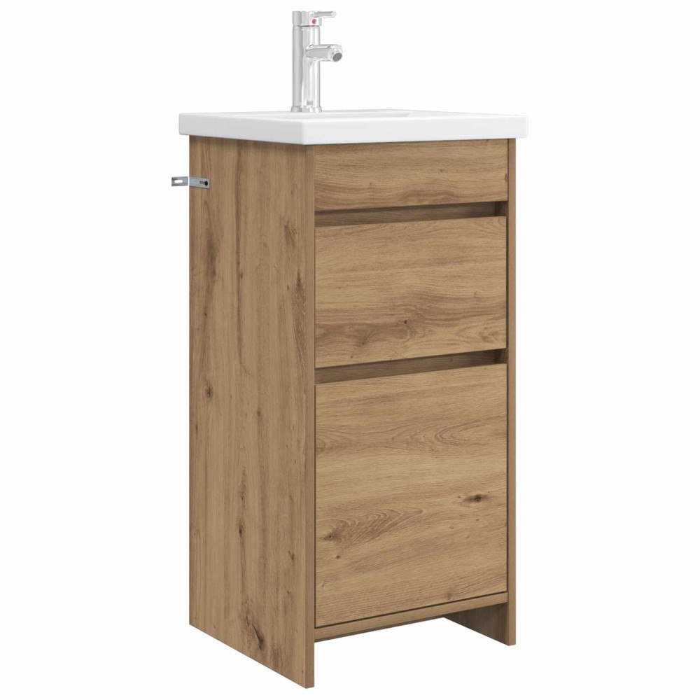 vidaXL Badrumsspegel med handfat Artisan-ek 42 x 40 x 84,5 cm