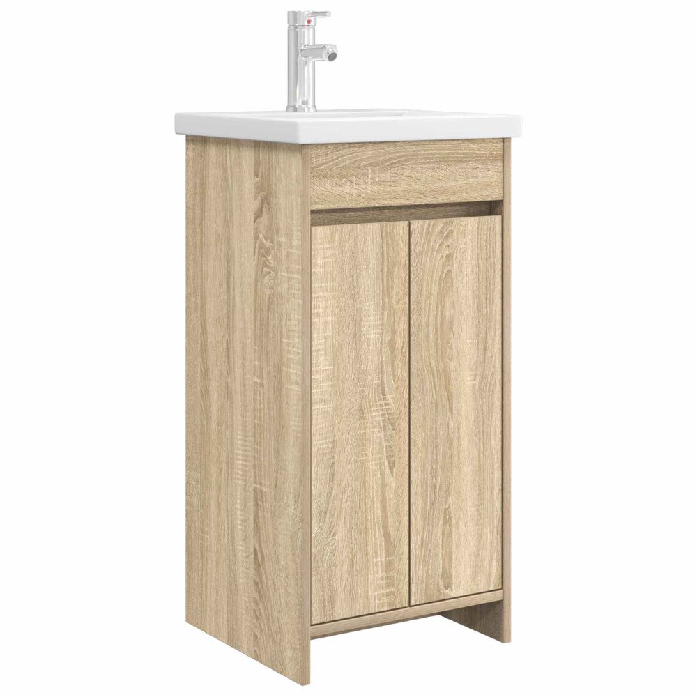 vidaXL Badrumsspegel med handfat Sonoma-ek 42 x 40 x 84,5 cm
