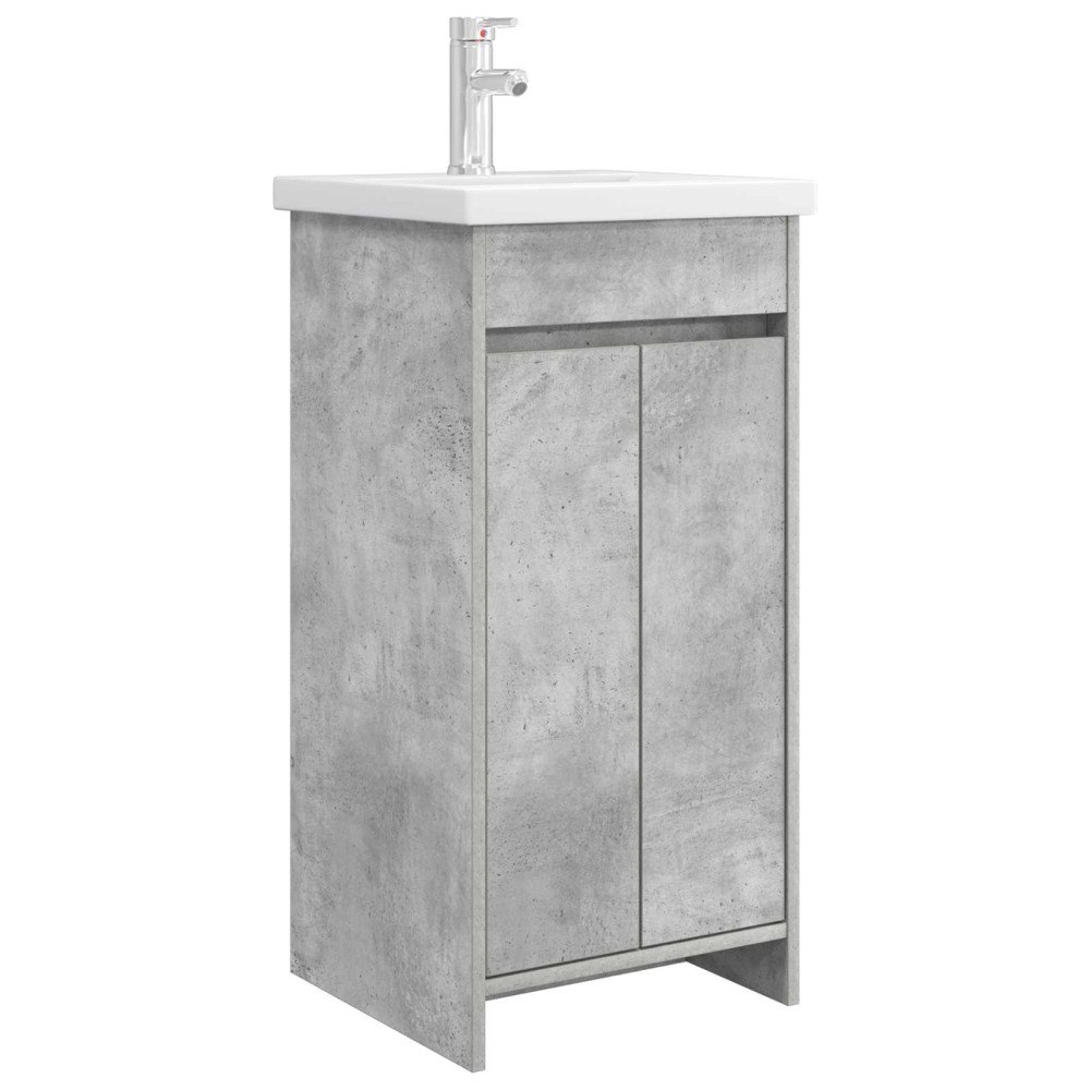vidaXL Badrumsspegel med handfat Betonggrå 42 x 40 x 84,5 cm
