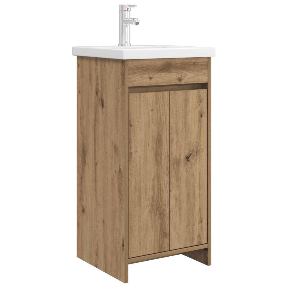 vidaXL Badrumsspegel med handfat Artisan-ek 42 x 40 x 84,5 cm