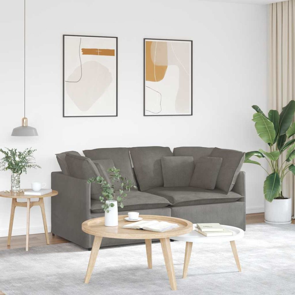 vidaXL Modulsoffa med dynor manchestertyg ljusgrå