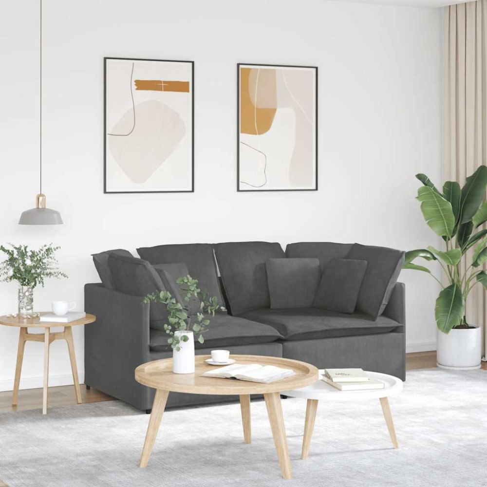 vidaXL Modulsoffa med dynor manchestertyg mörkgrå