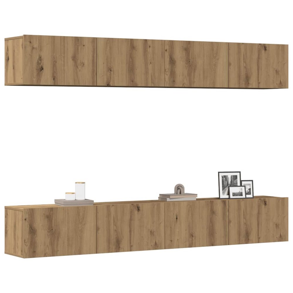vidaXL Väggmonterad TV-möbelset 4 delar Artisan Oak 100x30x30 cm