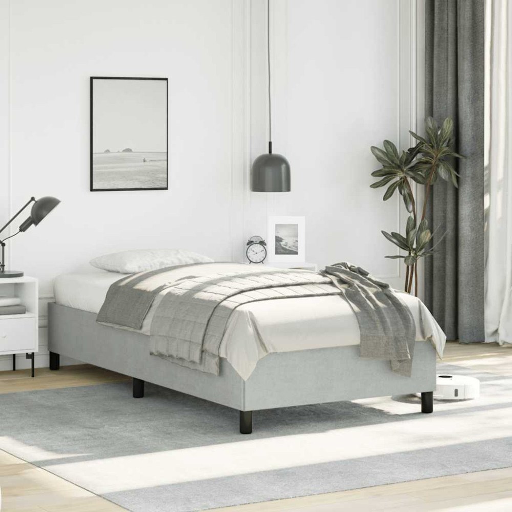 vidaXL Sängram utan madrass ljusgrå 100x203 cm Twin XL sammet