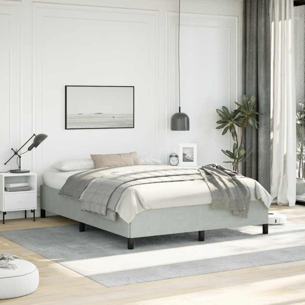 vidaXL Sängram utan madrass ljusgrå 152x203 cm queen size sammet