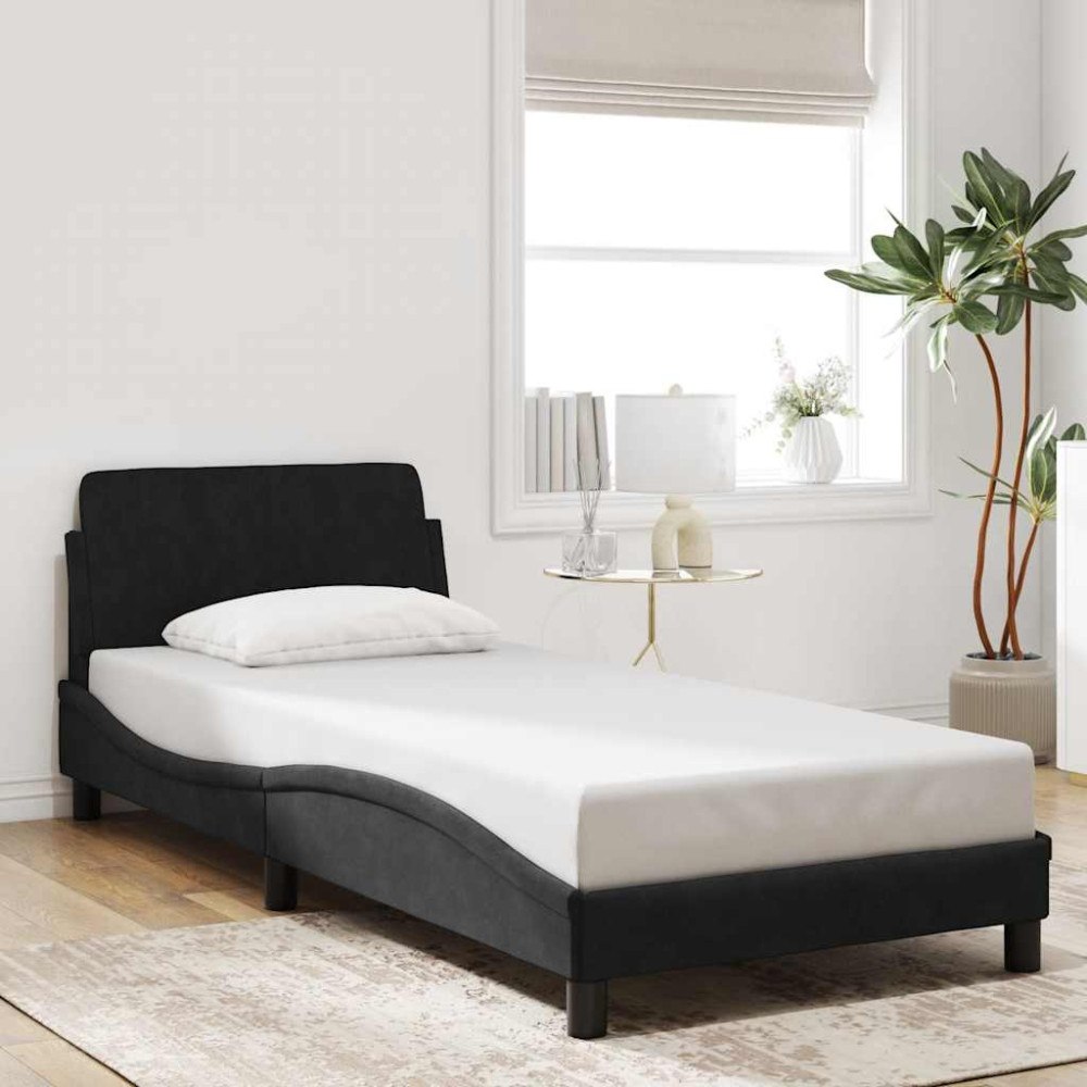vidaXL Sängram Dover svart 90x190 cm sammet