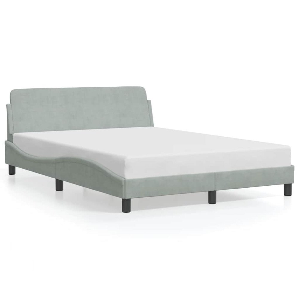 vidaXL Sängram Dover ljusgrå 135x190 cm sammet