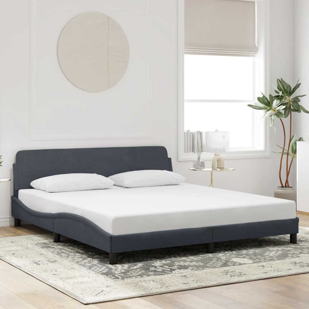 vidaXL Sängram Dover mörkgrå 180x200 cm sammet